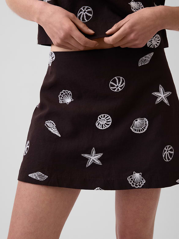 Linen-Blend Mini Skort