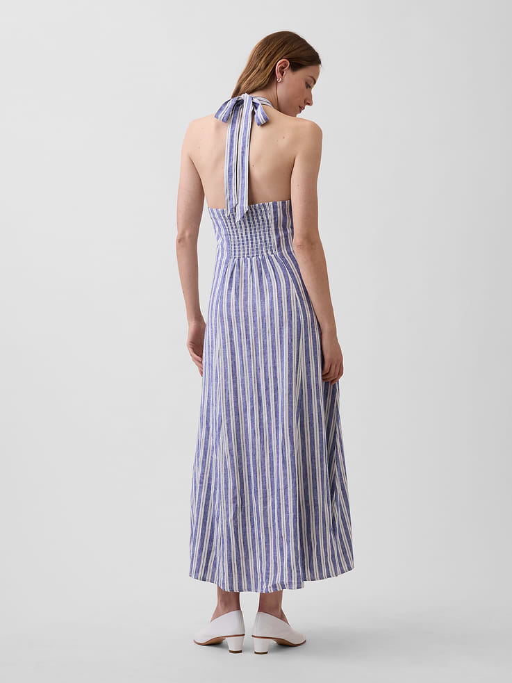 Image number 2 showing, Linen-Blend Halter Maxi Dress