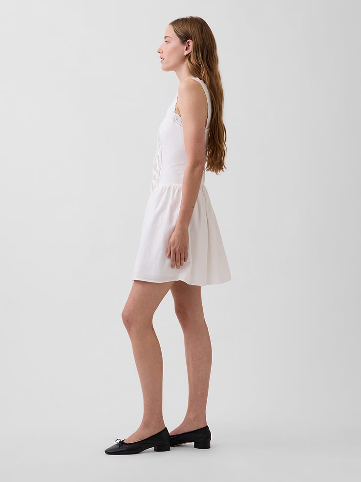 Image number 3 showing, Pintuck Drop-Waist Mini Dress