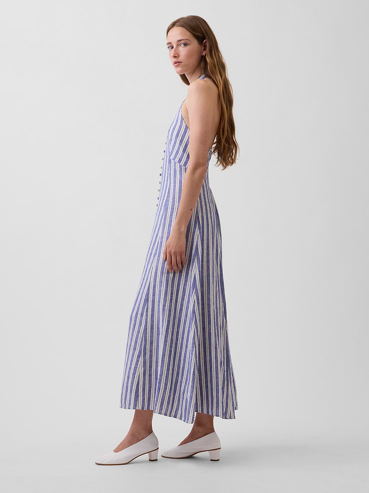 Image number 3 showing, Linen-Blend Halter Maxi Dress