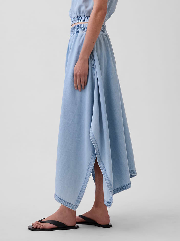 Image number 3 showing, Denim Midi Handkerchief Skirt
