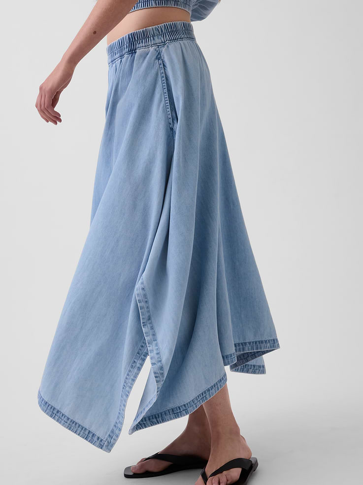 Image number 4 showing, Denim Midi Handkerchief Skirt