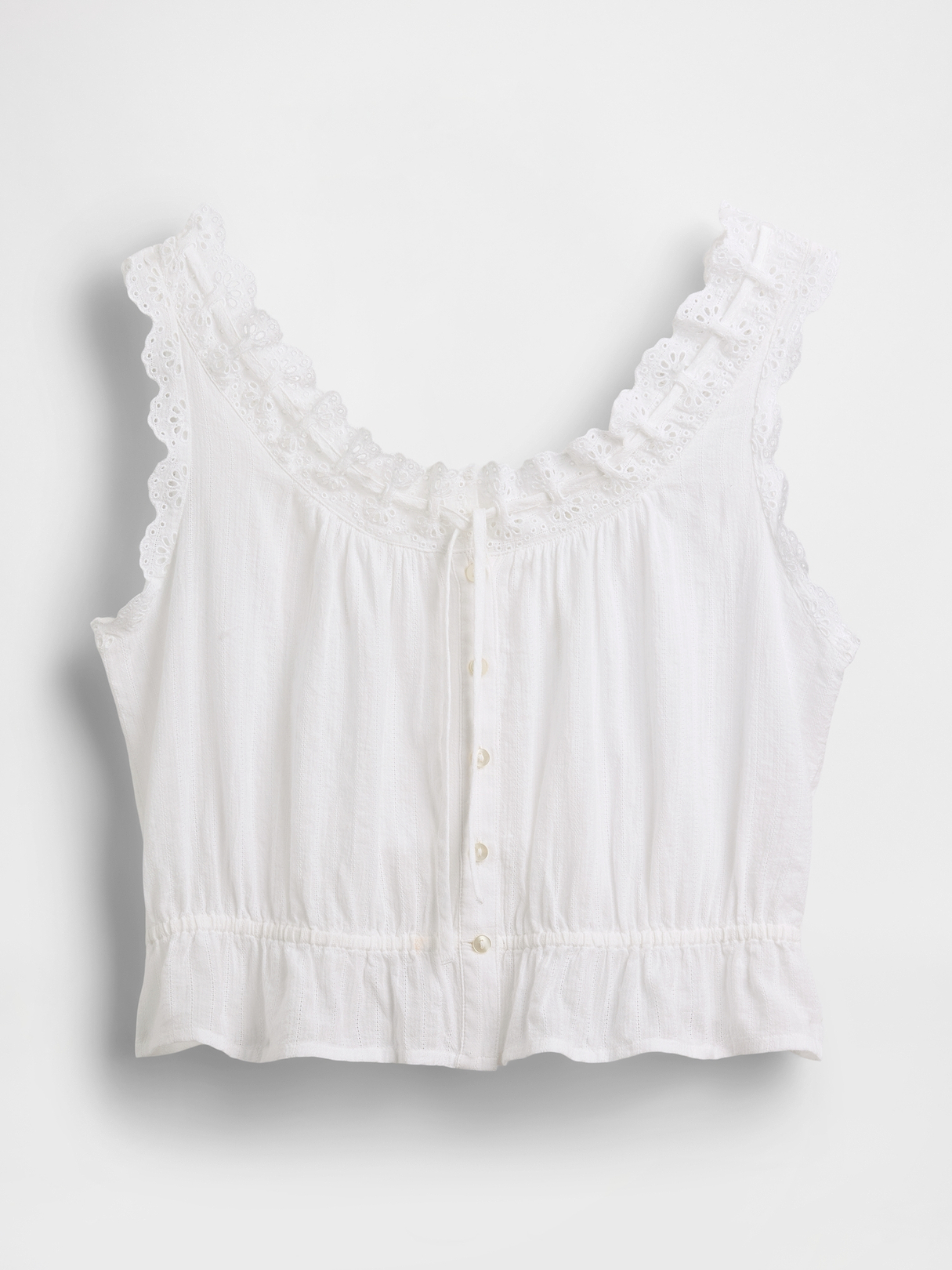 Eyelet Tie-Front Crop Peplum Top | Gap