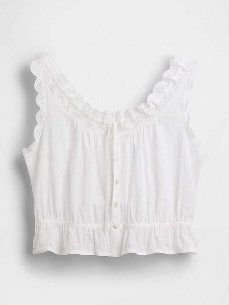 Image number 5 showing, Eyelet Tie-Front Crop Peplum Top