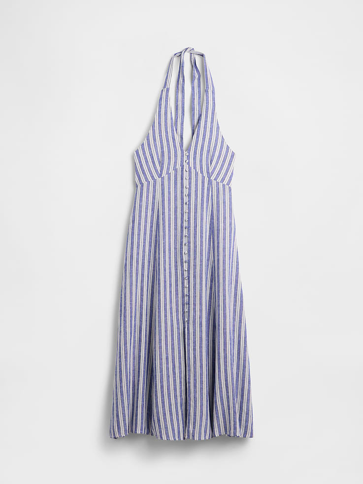 Image number 6 showing, Linen-Blend Halter Maxi Dress