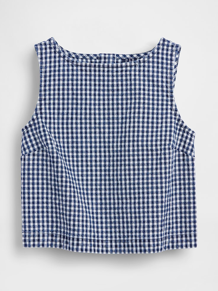 Image number 5 showing, Gingham Denim Crop Shell Tank Top