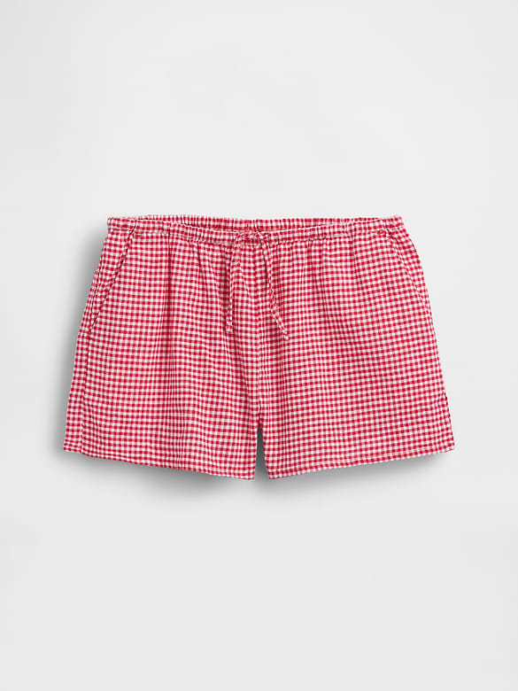 Kids Linen-Cotton Gingham Easy Shorts