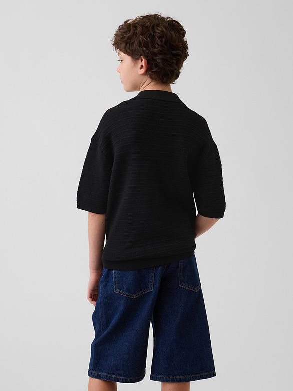 Kids 100% Cotton Relaxed Polo Sweater Shirt