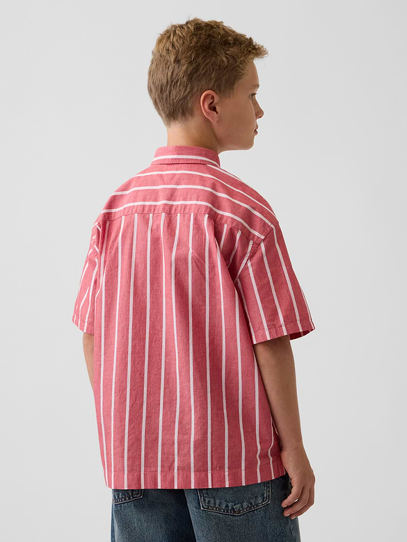 Kids Organic Cotton Poplin Relaxed Stripe Shirt