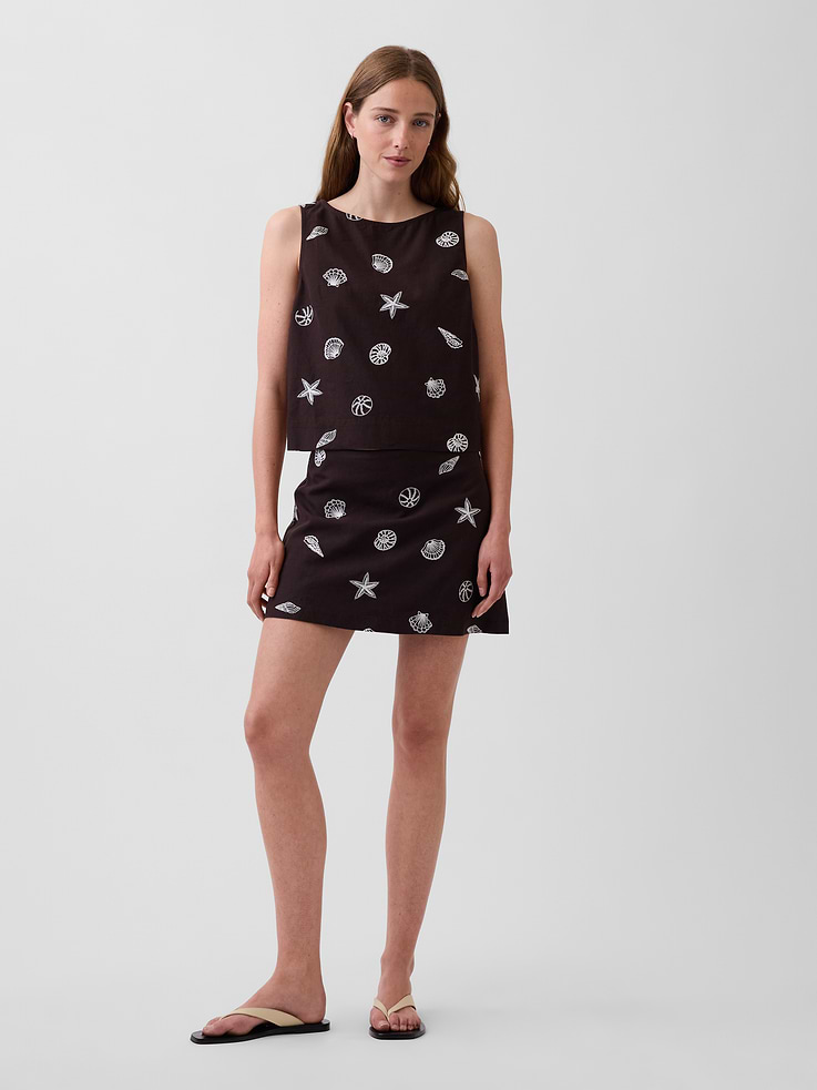 Image number 2 showing, Linen-Blend Crop Shell Tank Top