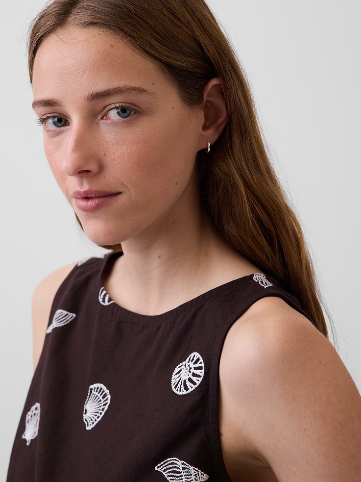 Image number 4 showing, Linen-Blend Crop Shell Tank Top