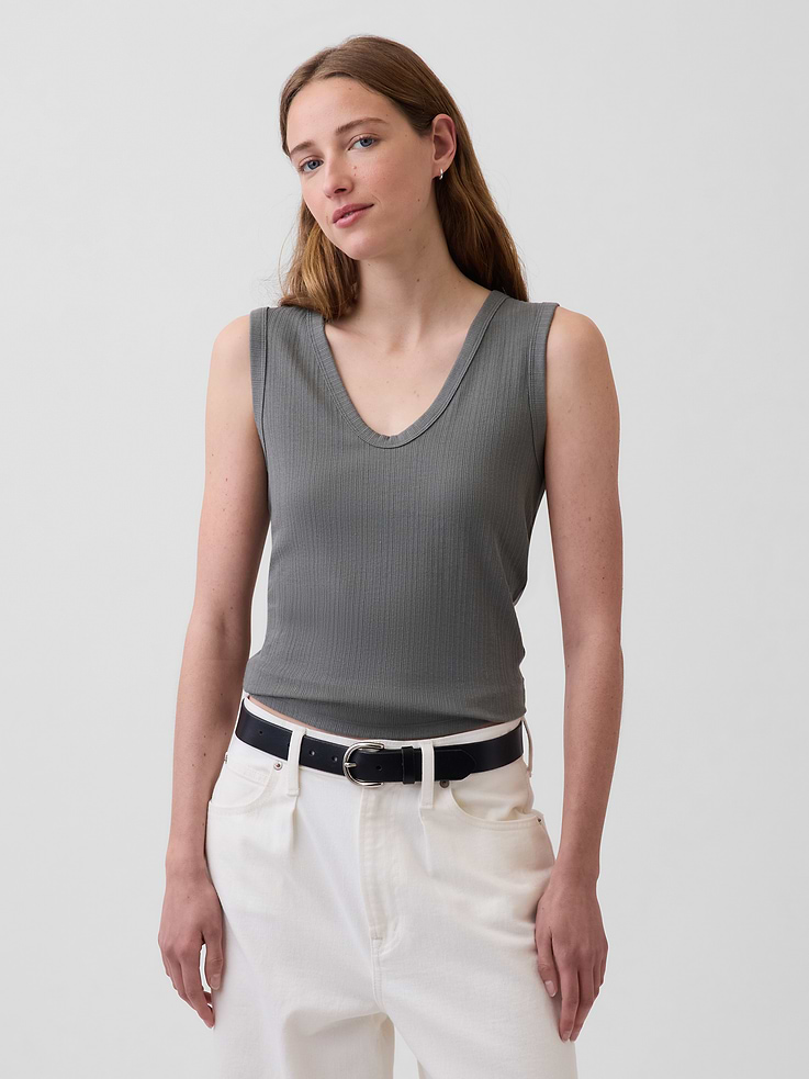 Image number 1 showing, Variegated Rib Tank Top