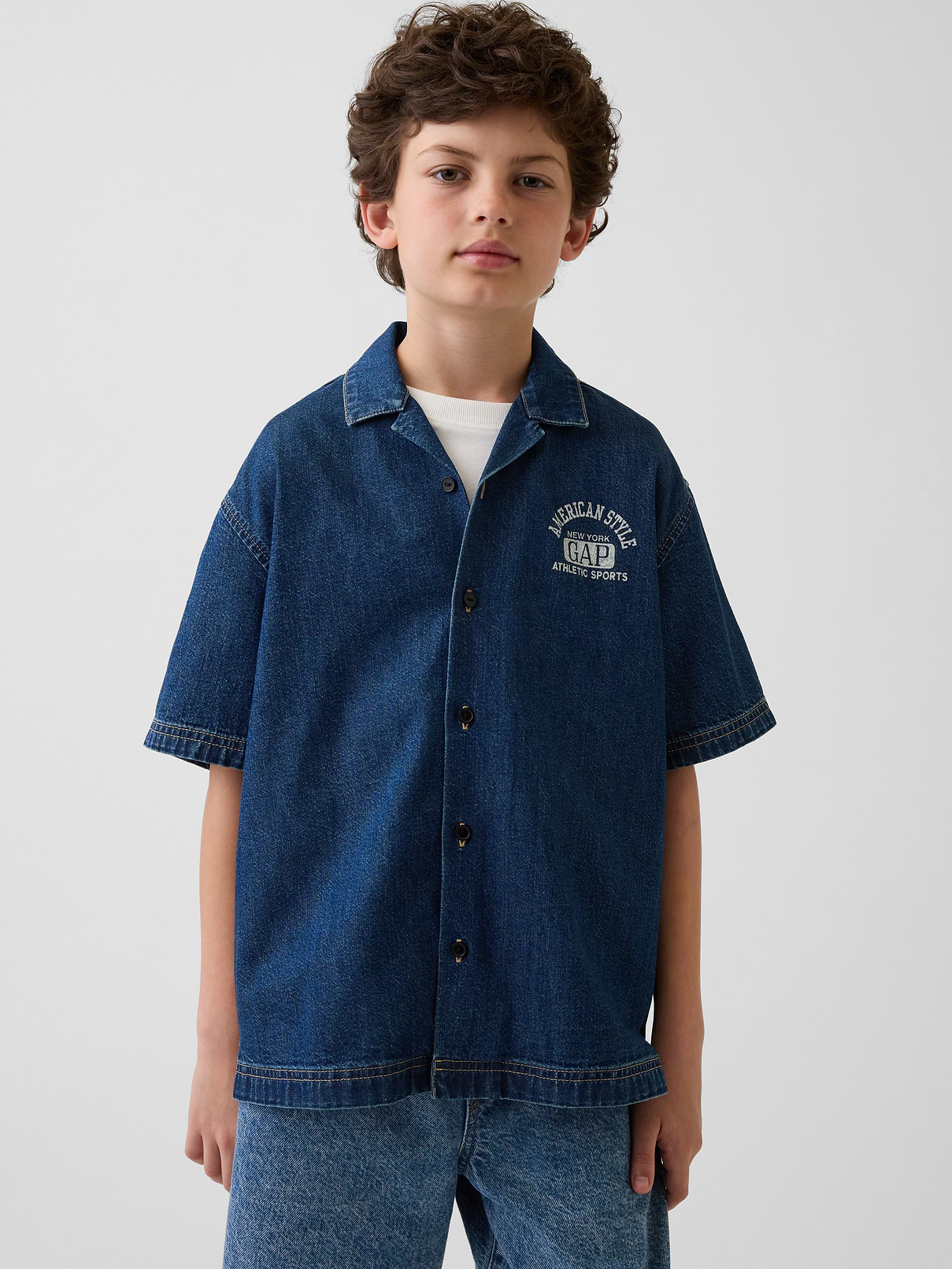 Kids Denim Relaxed New York Logo Shirt