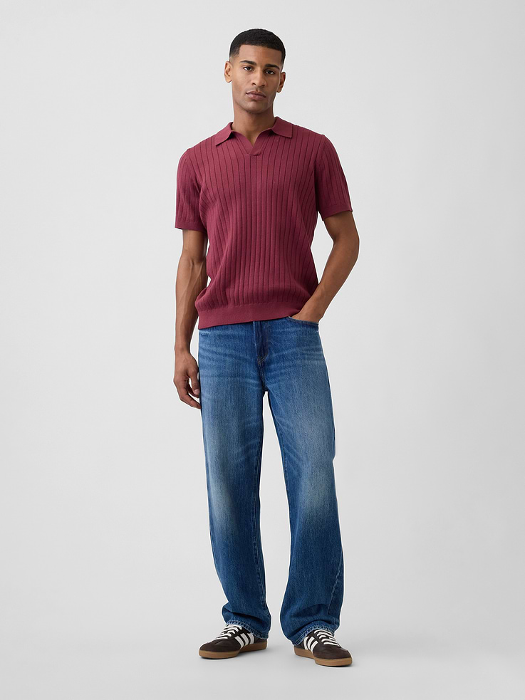 Image number 3 showing, Ribbed Johnny Collar Polo Shirt