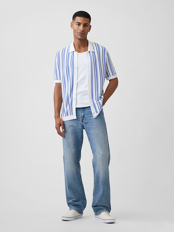 Button-Up Sweater Polo Shirt
