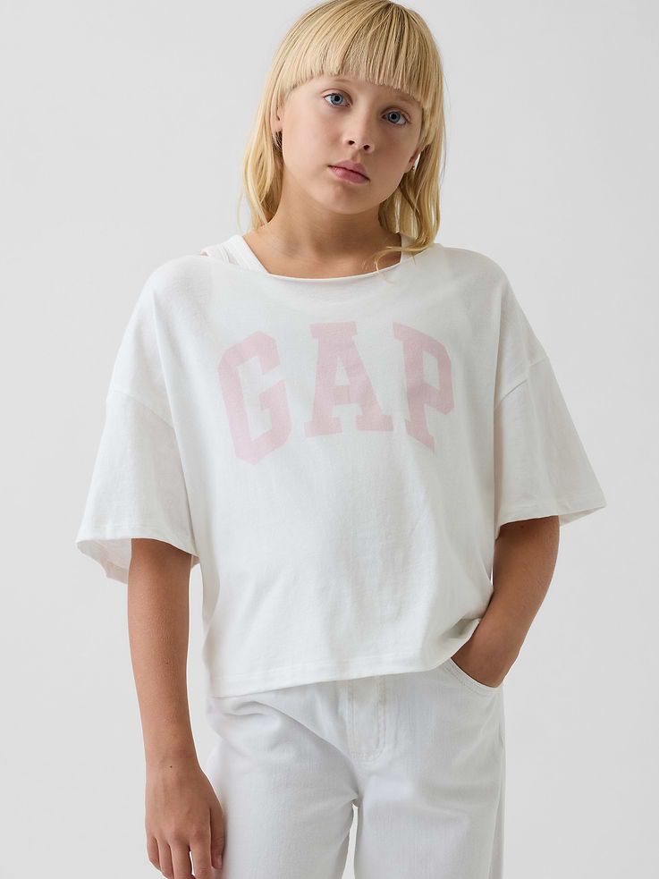 Image number 1 showing, Kids Oversized Wide-Neck T-Shirt