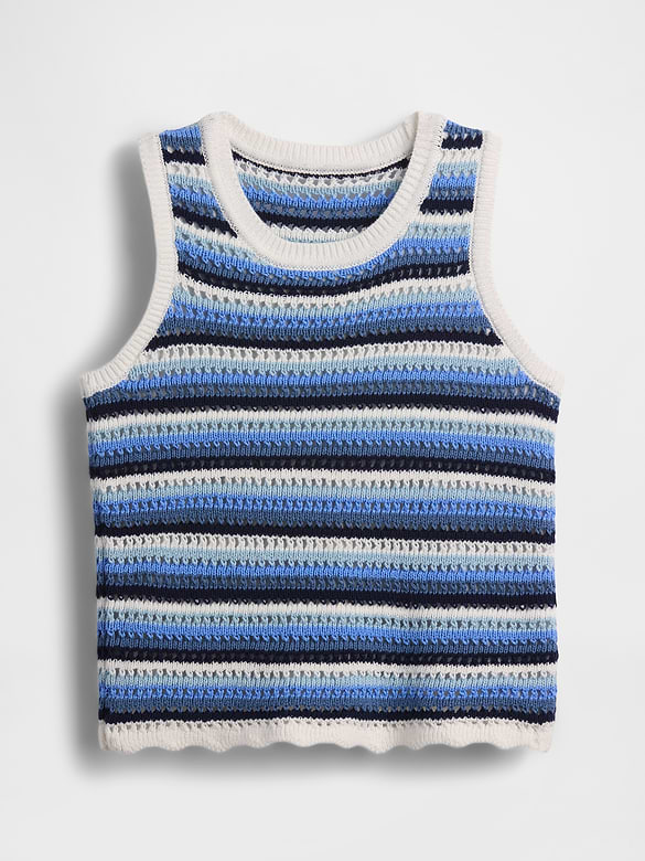 Kids 100% Cotton Crochet Stripe Tank Top