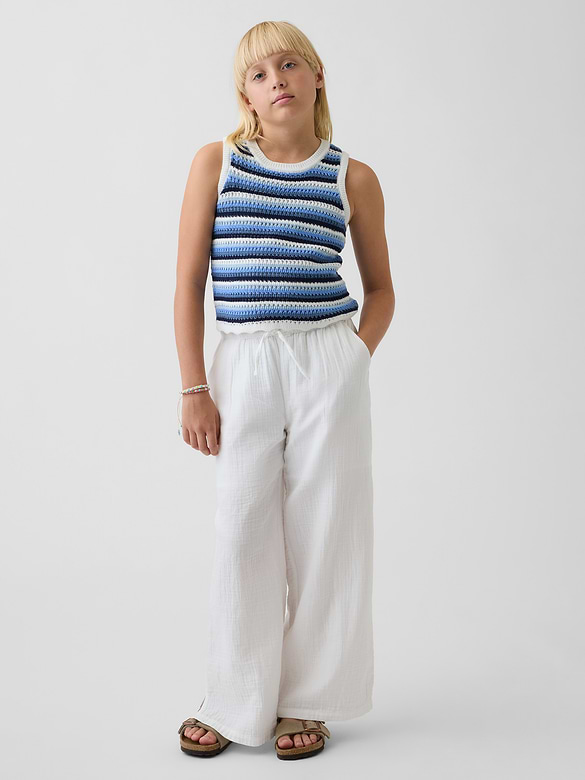 Kids 100% Cotton Crochet Stripe Tank Top