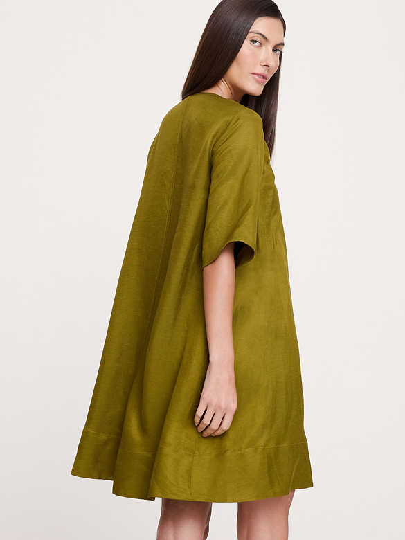 Viscose-Linen Scoop-Neck Mini Dress