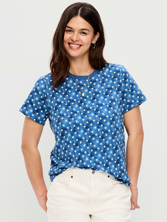 T-shirt passe-partout ras du cou à motif