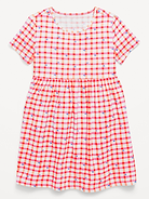 L'image numéro 1 présente Robe à manches courtes en tricot de jersey à motif pour toute-petite