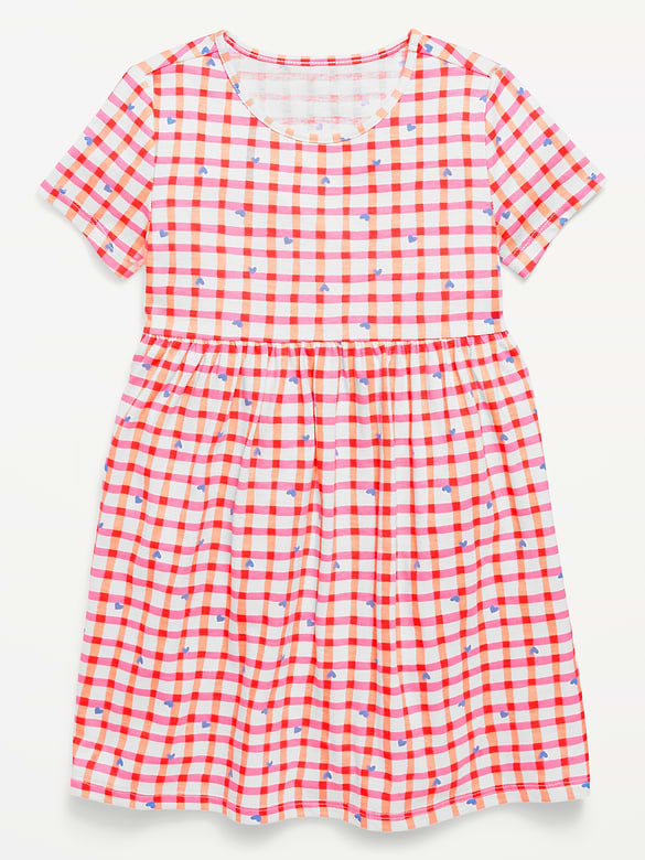 Printed Short-Sleeve Jersey-Knit Dress for Toddler Girls