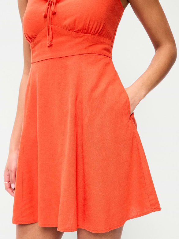 Fit & Flare Linen Mini Dress