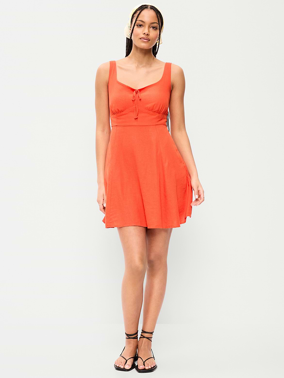 Fit & Flare Linen Mini Dress