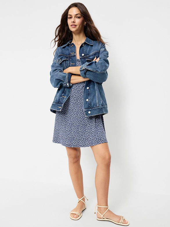Short-Sleeve Scoop-Neck Mini Dress