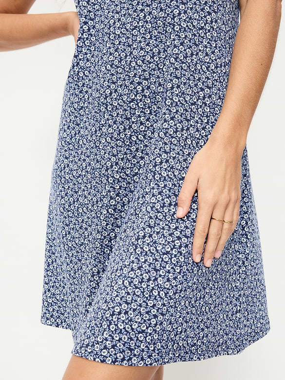 Short-Sleeve Scoop-Neck Mini Dress