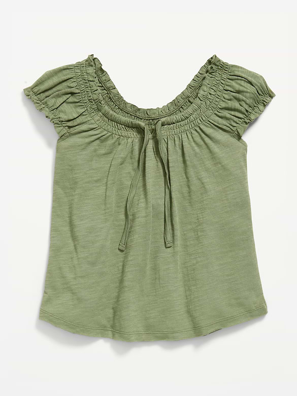 Short-Sleeve Tie-Front Jersey-Knit Top for Girls