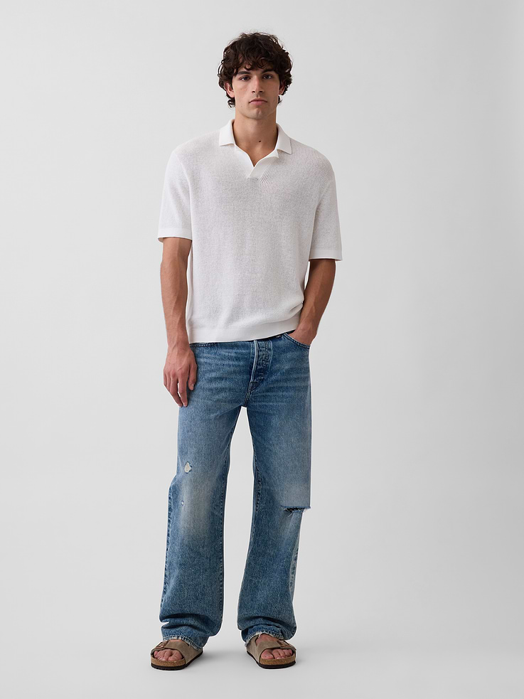 Image number 2 showing, Linen-Blend Camp Polo Sweater Shirt