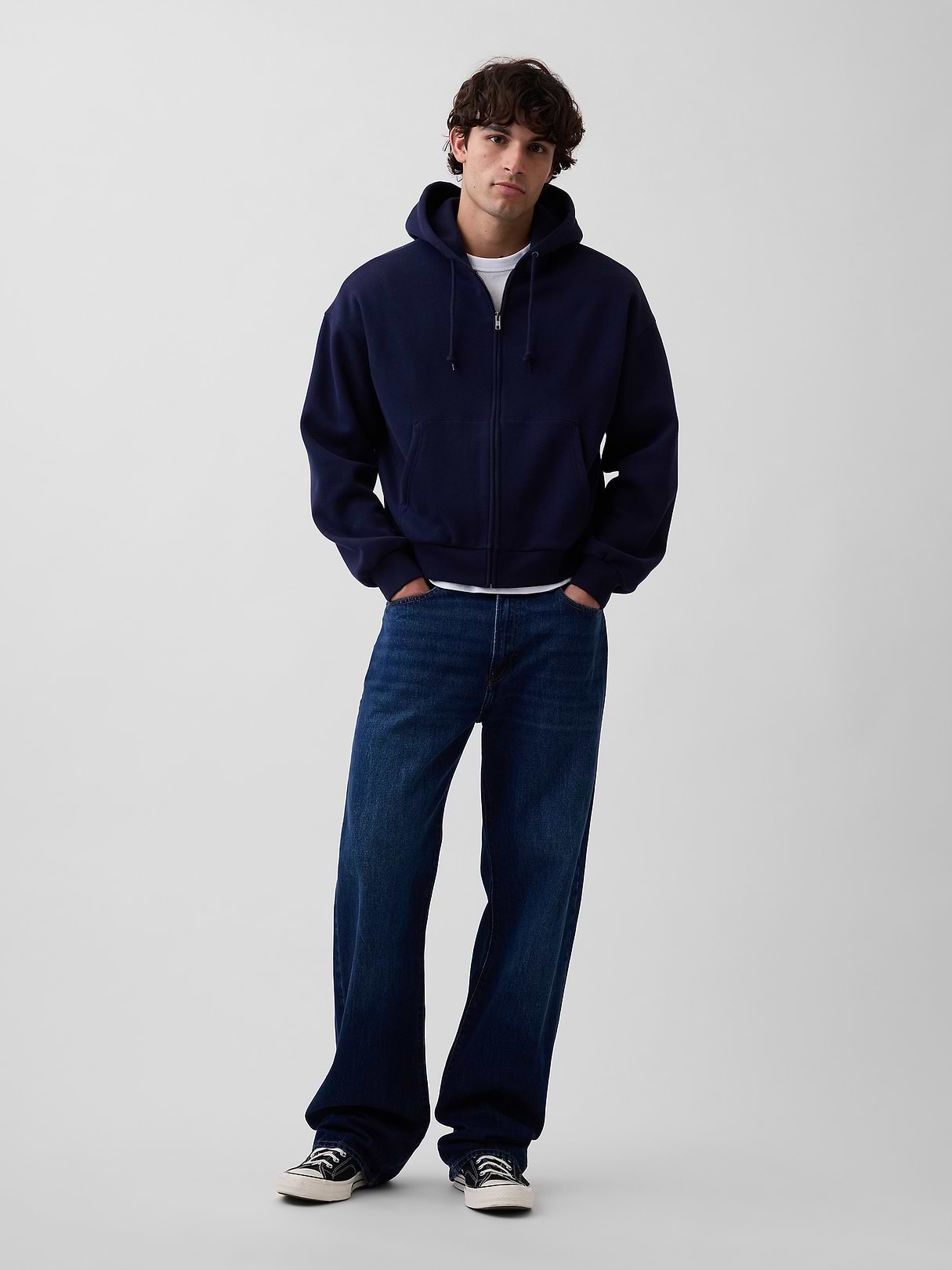 VintageSoft Oversized Crop Zip Hoodie | Gap