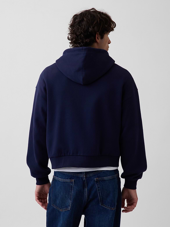 VintageSoft Oversized Crop Zip Hoodie