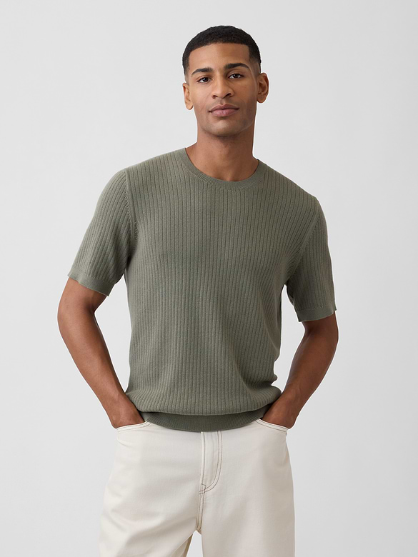 Ribbed Crewneck Sweater T-Shirt