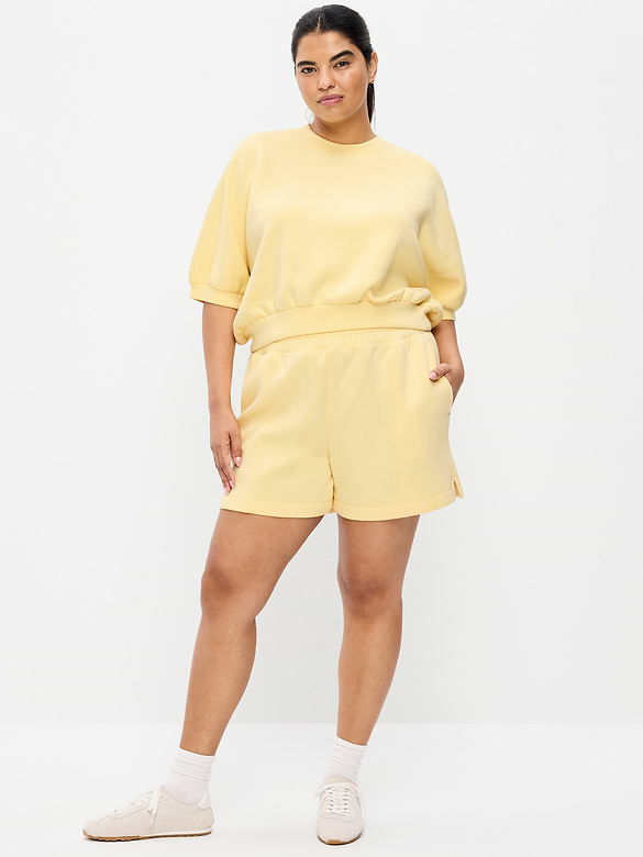 High-Waisted Bounce Fleece Shorts -- 5-inch inseam