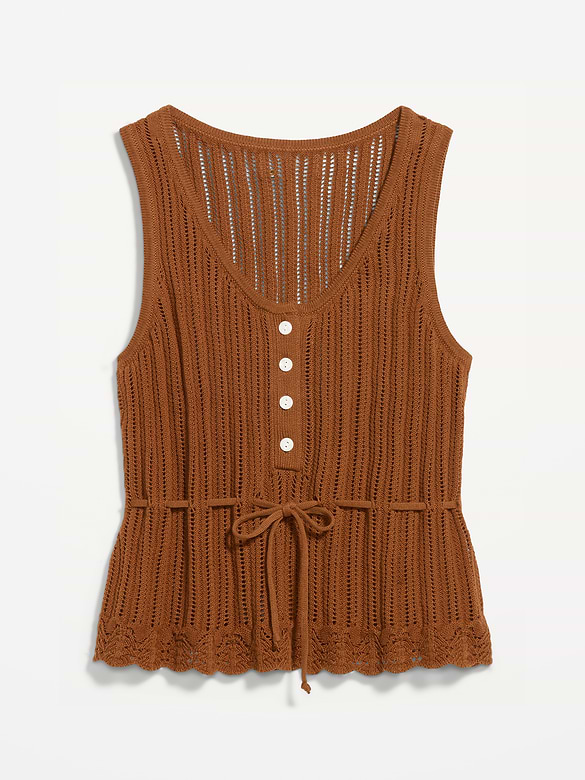 Seaside Cotton Pointelle Peplum Tank Top