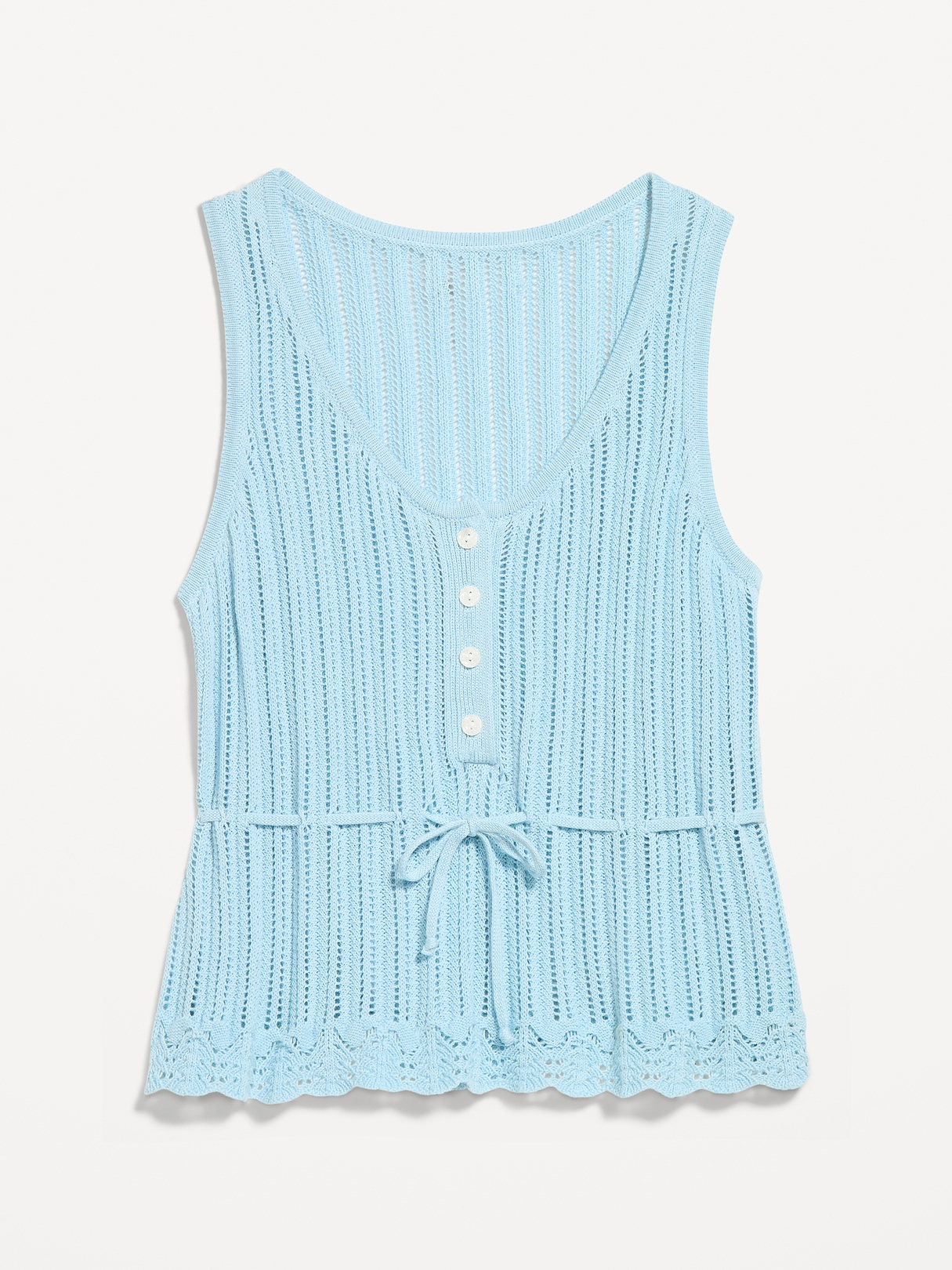 Seaside Cotton Pointelle Peplum Tank Top | Old Navy