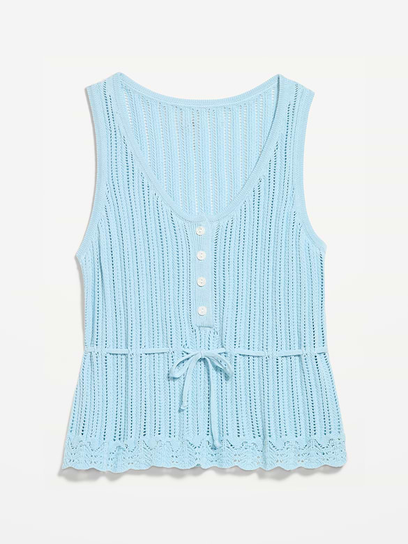 Seaside Cotton Pointelle Peplum Tank Top