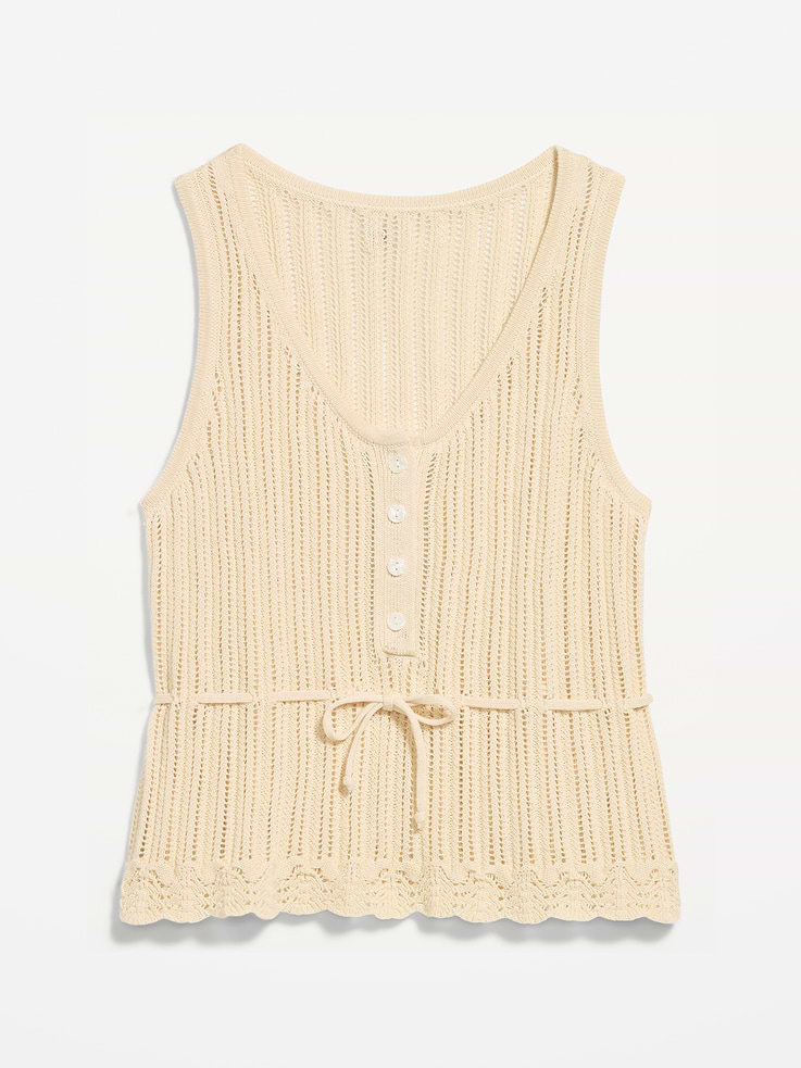 Image number 4 showing, Seaside Cotton Pointelle Peplum Tank Top