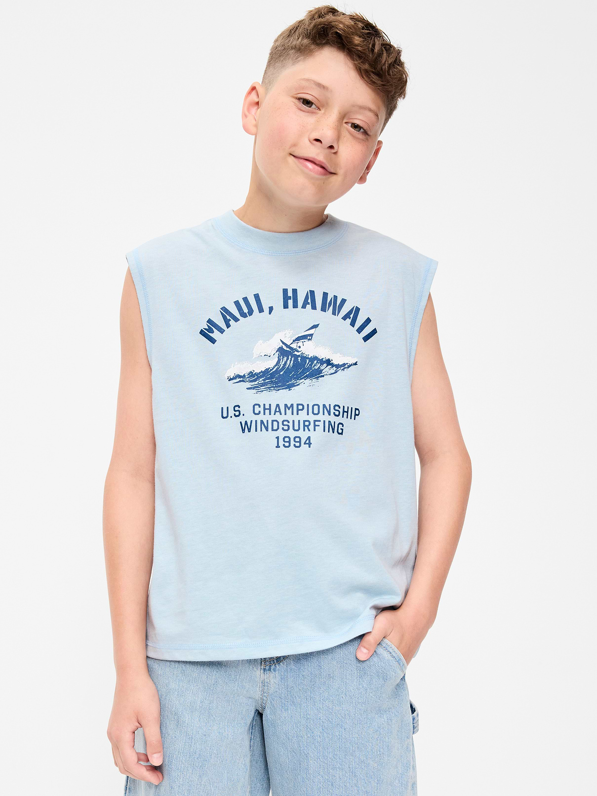 Image number 1 showing, Boxy Muscle Tank Top for Boys
