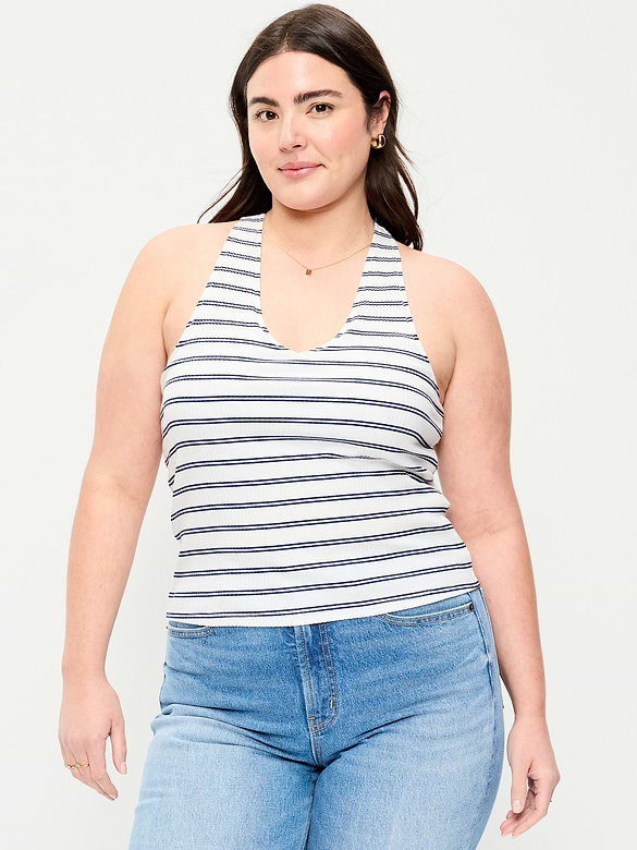 Camisole côtelée à bretelles nouées au dos