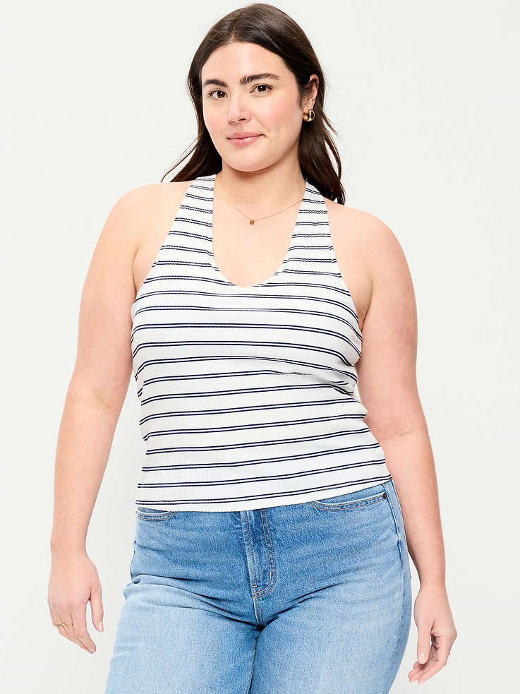 L'image numéro 4 présente Camisole côtelée à bretelles nouées au dos