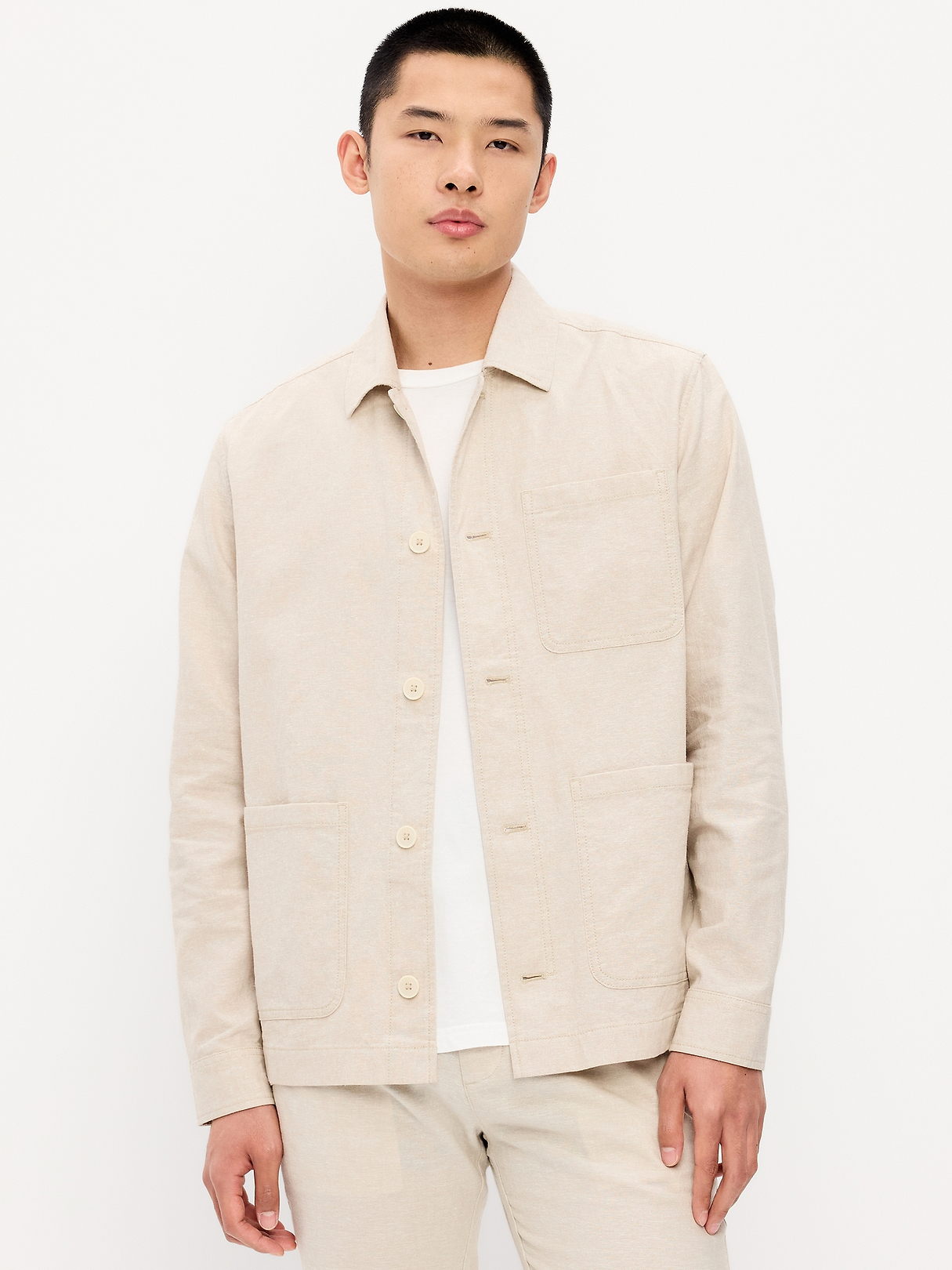 Linen-Blend Chore Jacket | Old Navy