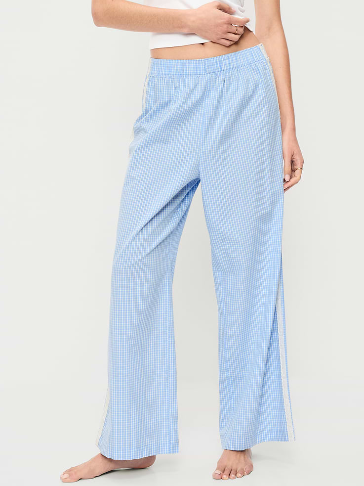 Image number 1 showing, Poplin Wide-Leg Pajama Pants