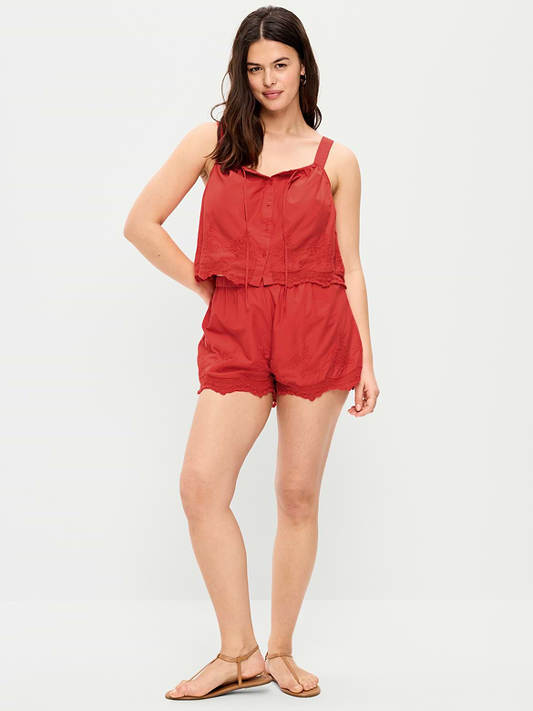 Shorts à taille haute à bordure en dentelle
