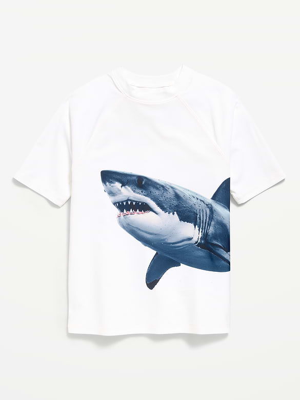 Short-Sleeve Graphic Rashguard Swim Top for Boys