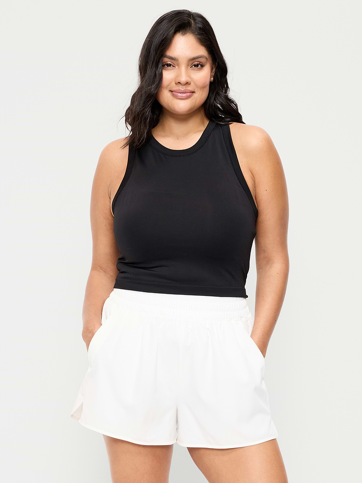 Image number 7 showing, Seamless Fitted High-Neck Crop Top