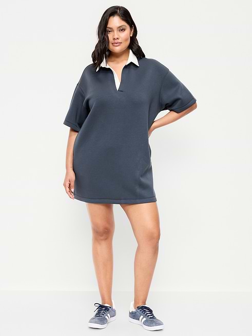 plus size polo shirt dresses Verdusa Women's T Dress Short Sleeve V Neck Tunic down dress is versatile and easy to match Plus Size Polo Shirt Dresses