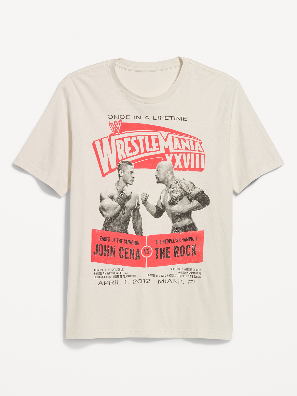 Image 1 of 1, rib-knit collar, short sleeves, licensed graphic, ©2026 WWE. All Rights Reserved., Product #896556